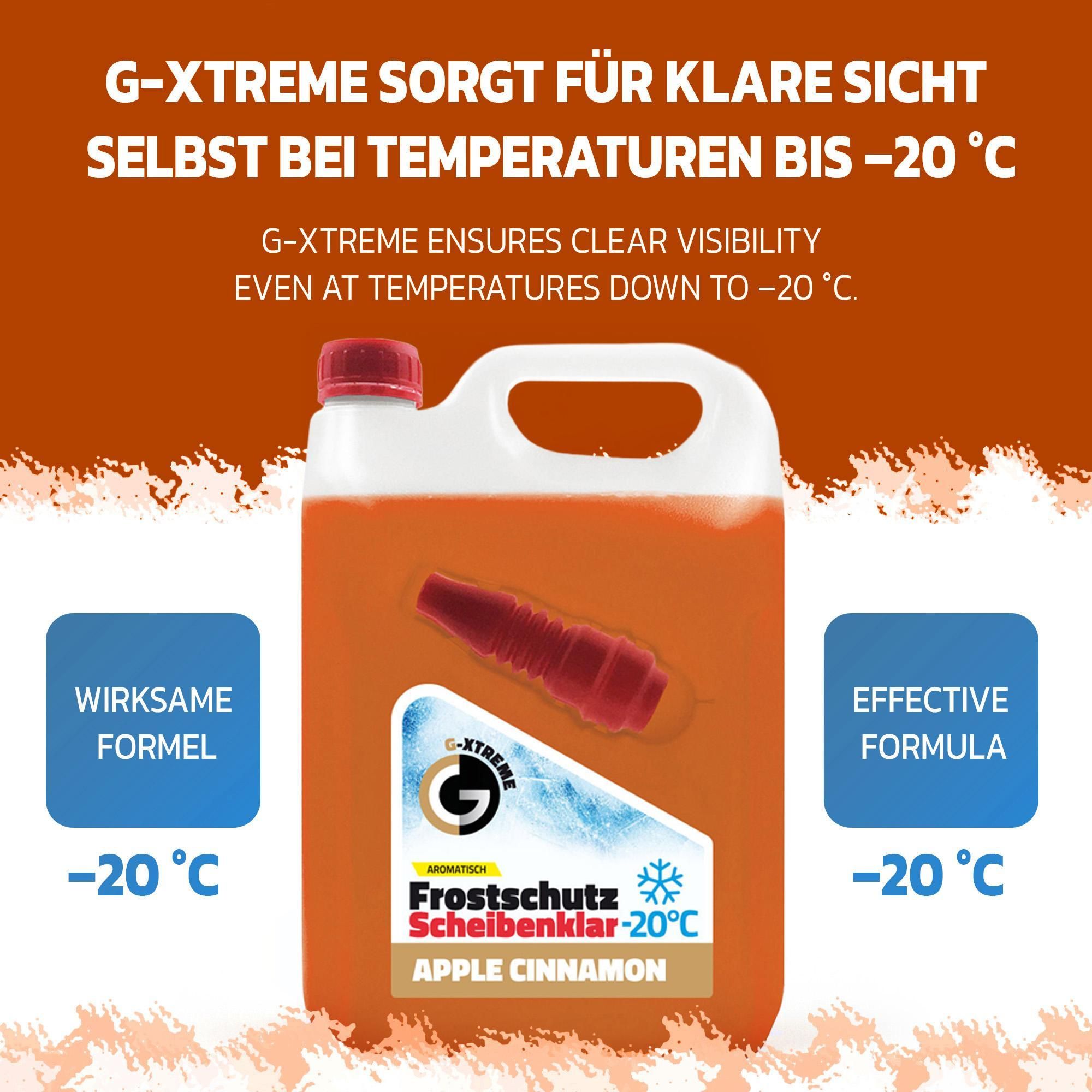 Scheibenfrostschutz mit Apple&Cinnamon Duft | Schlierenfreier und effektiver Scheibenreiniger für den Winter | Gebrauchsfertige frostschutzmittel scheibenwaschanlage | 5L