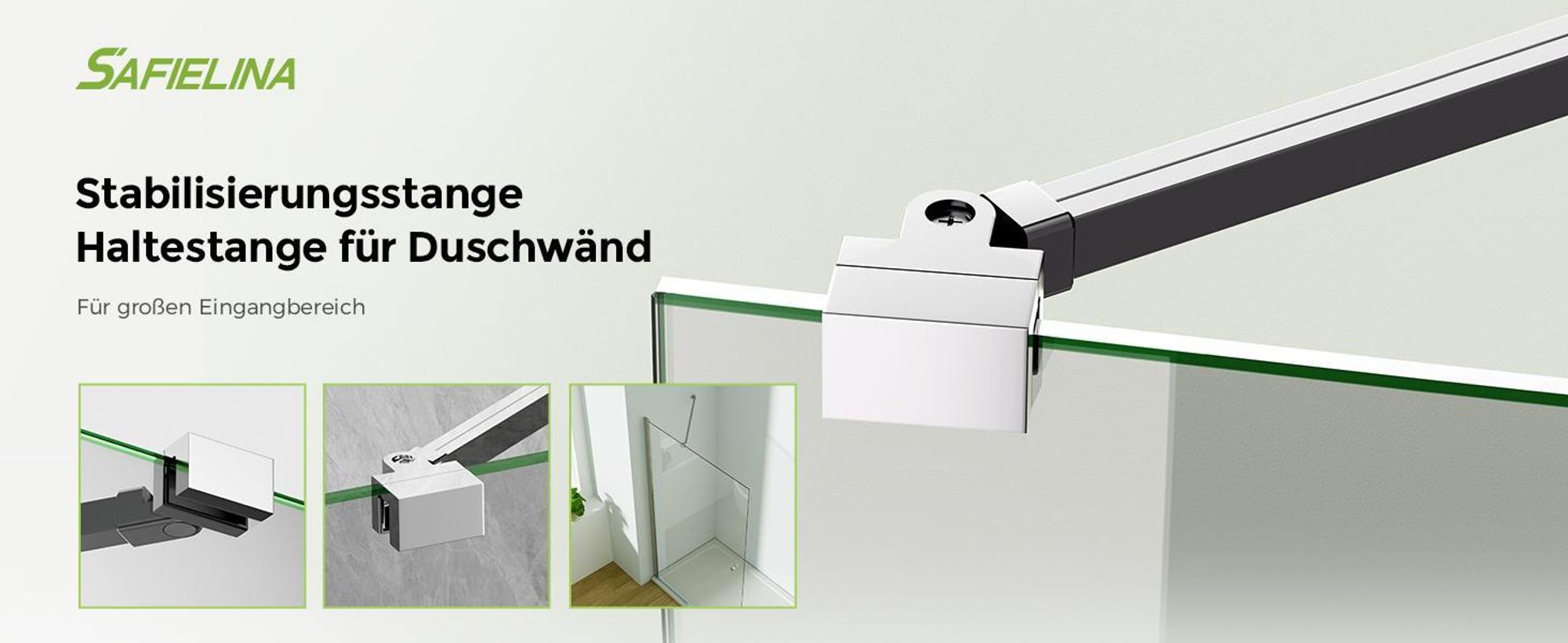 S'AFIELINA Duschkabine Stabilisator Aluminiumlegierung Stabilisierungsstange für Duschwand Glasdicke 5-6mm, Wandhalterung Einstelllänge 500mm ,2 Stück