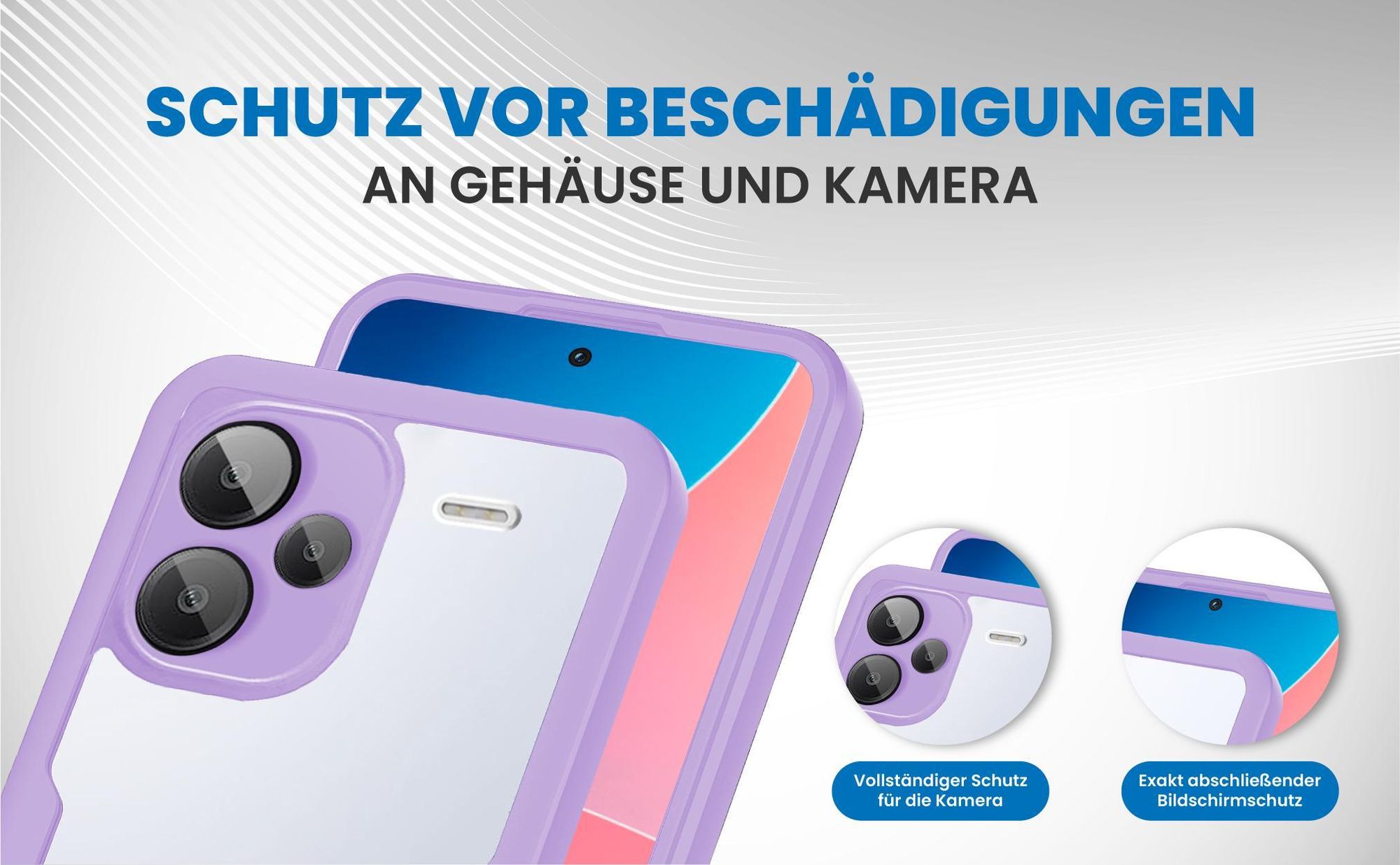 Violette 360 Grad Handyhülle für Xiaomi Redmi Note 13 Pro+ 5G Front und Backcover