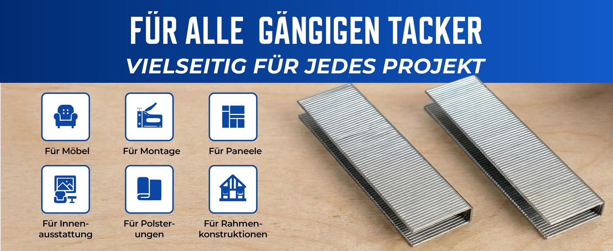 MONZANA® Tackerklammern 25 mm Verzinkt Passgenau für Druckluft Elektro Akku Tacker 5000 Stück 5,8 mm Für Montage Innenausbau Möbel