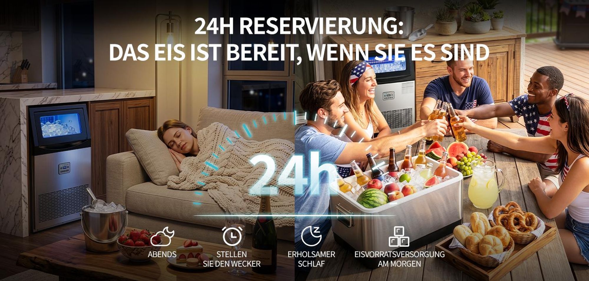 Gewerbliche Eiswürfelmaschine, 72 kg/24 Std.Edelstahl Untertisch-Eismaschine mit 28 kg Eislagerkapazität