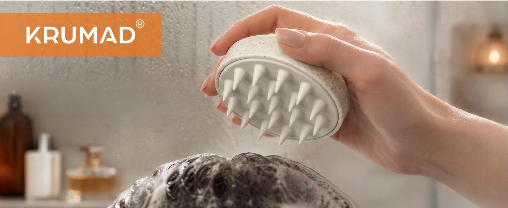 KRUMAD Kopfhaut Massagebürste Silikon, Scalp Massager für Haarwäsche und Peeling, Kopfhautbürste für alle Haartypen, Shampoo Bürste