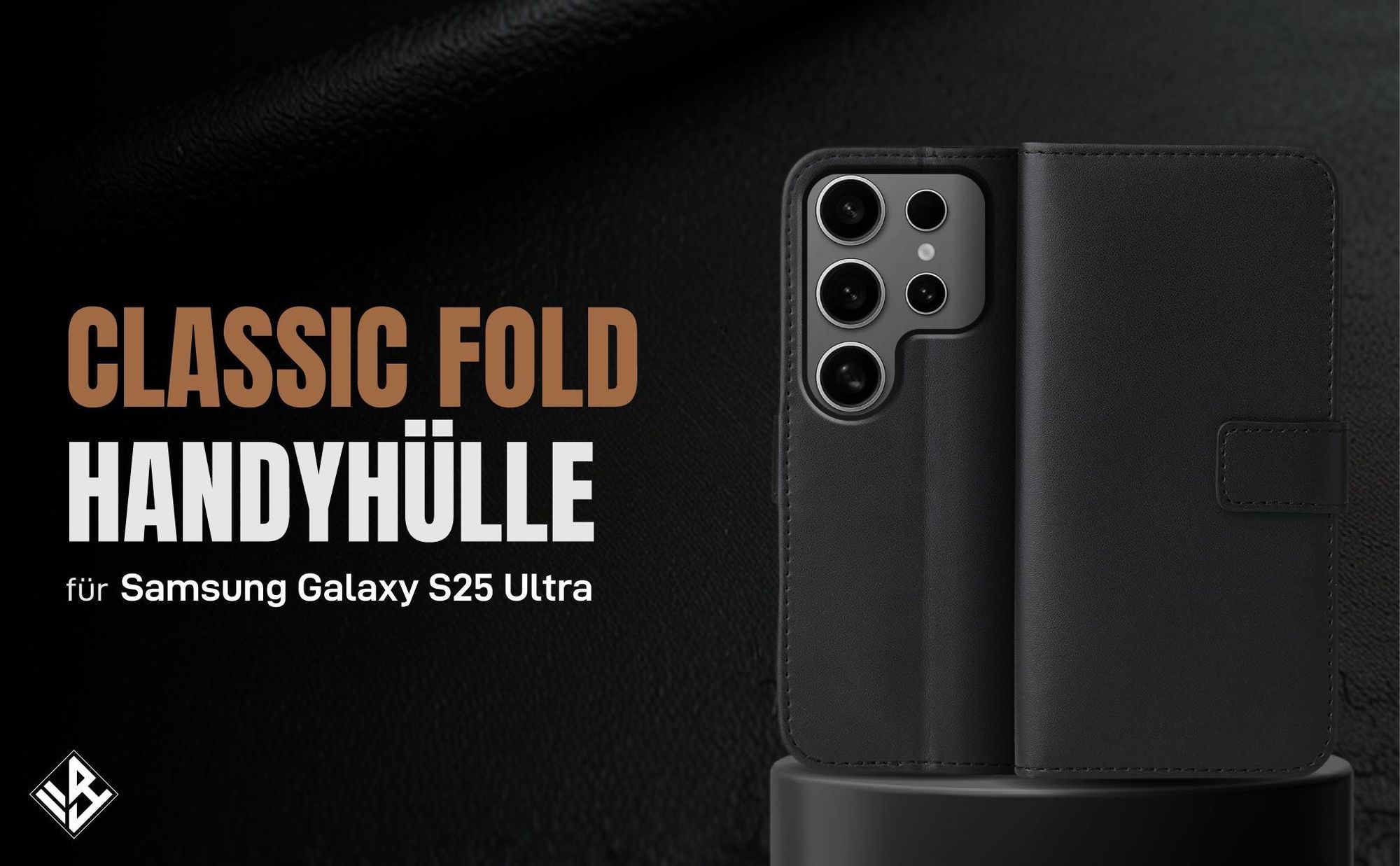Schwarze Klapphülle für Samsung Galaxy S25 Ultra mit Wallet-Funktion