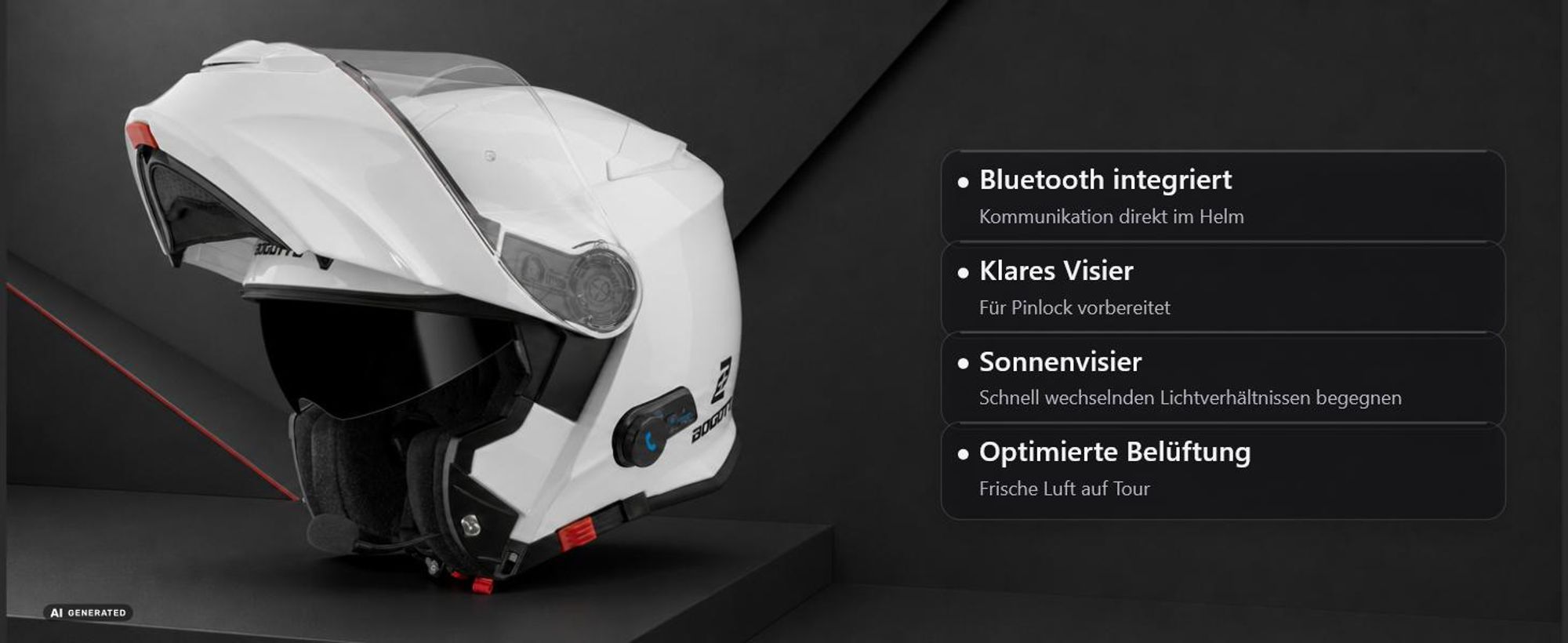 Bogotto H271 BT Bluetooth Klapphelm, grau matt, S (55/56)