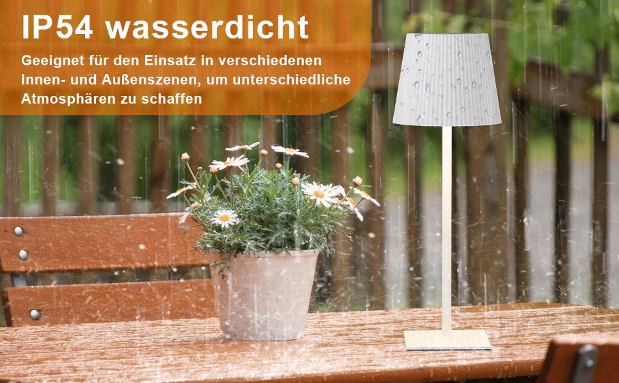Tischlampe Kabellos, LED Tischleuchte, Dimmbar Touch Akku Tischleuchte Kabellos mit USB Ladestation, Warmweiß Tischlampe, IP54 Wasserdichte, Weiß