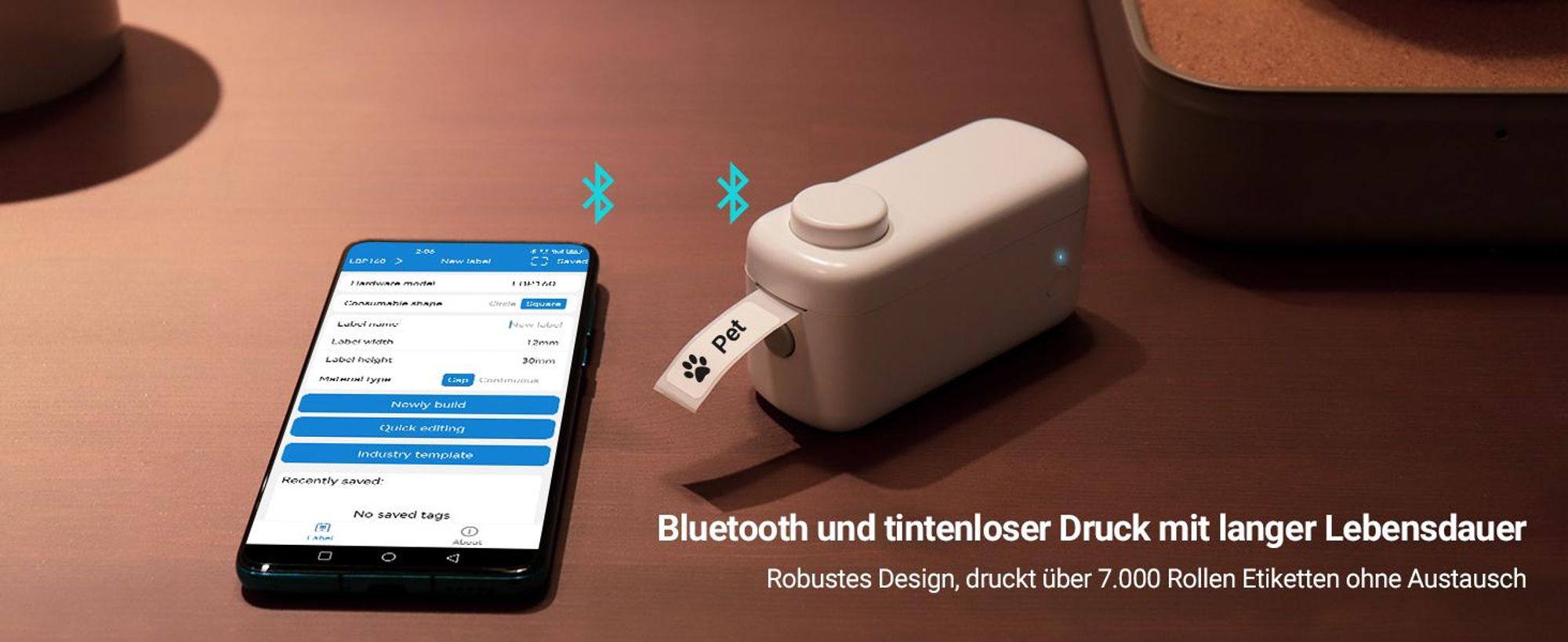Mini Etikettendrucker Bluetooth mit 1700+ Symbolen Wiederaufladbarer - August LBP160W