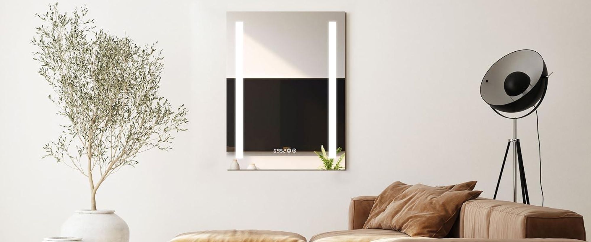 HOKO Miroir de salle de bain LED antibuée Miroir mural 60x80cm+horloge+changement de LED (blanc chaud-blanc froid-neutre. avec interrupteur tactile et enclenchable avec interrupteur mural)