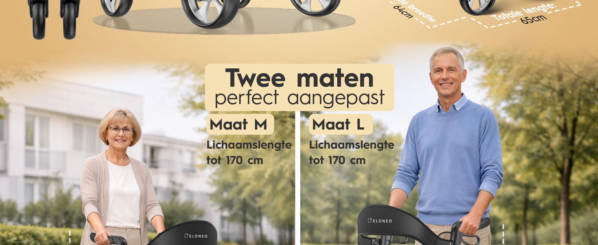 ELONEO Carbon rolstoel, inklapbaar en lichtgewicht, met zitplaats, lichtgewicht reiskruk, ultralicht, crème - maat M