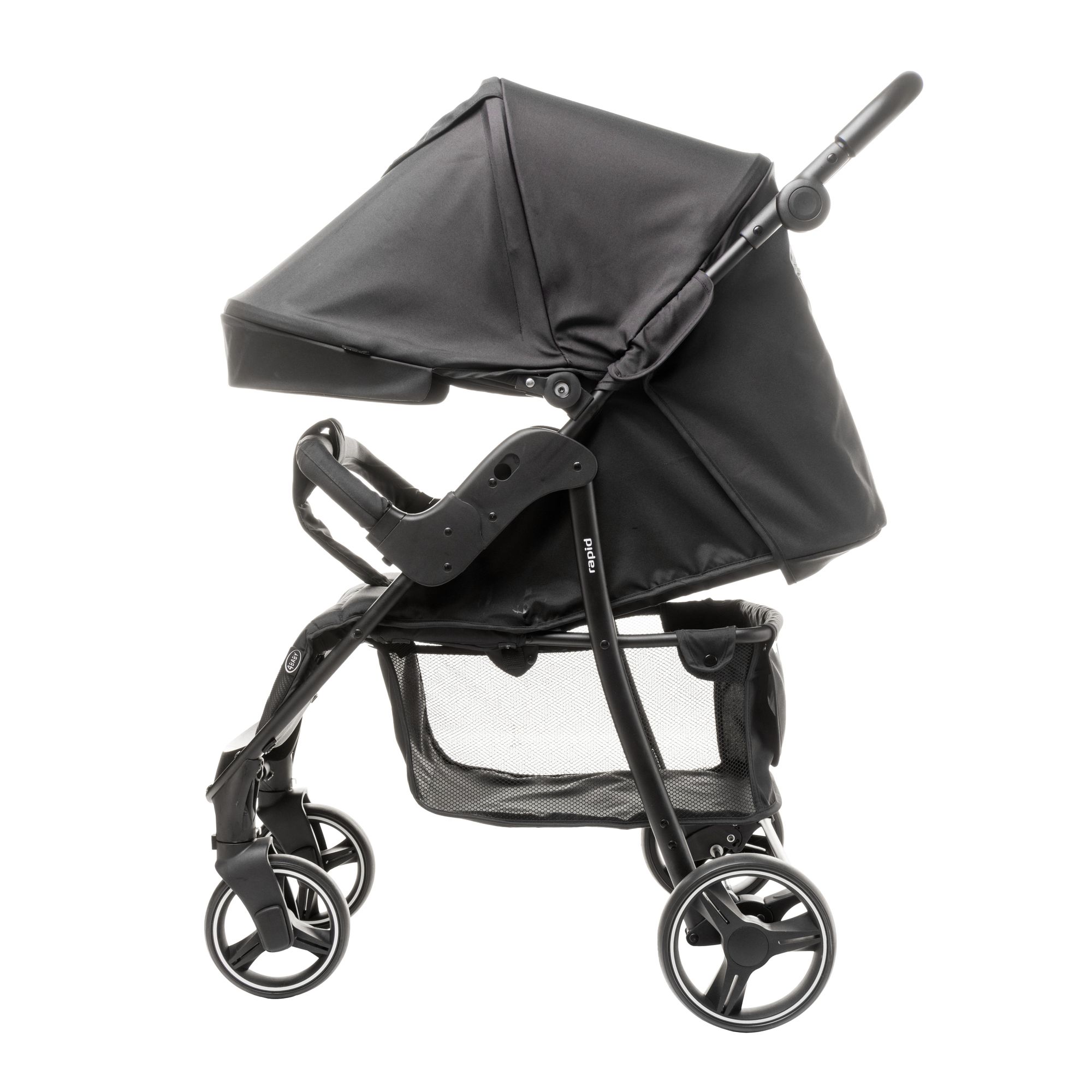 4Baby | Wózek spacerowy - Czarny - Lekki, kompaktowy, stabilny - Do użytku w mieście i w terenie - Do 22 kg - Rapid