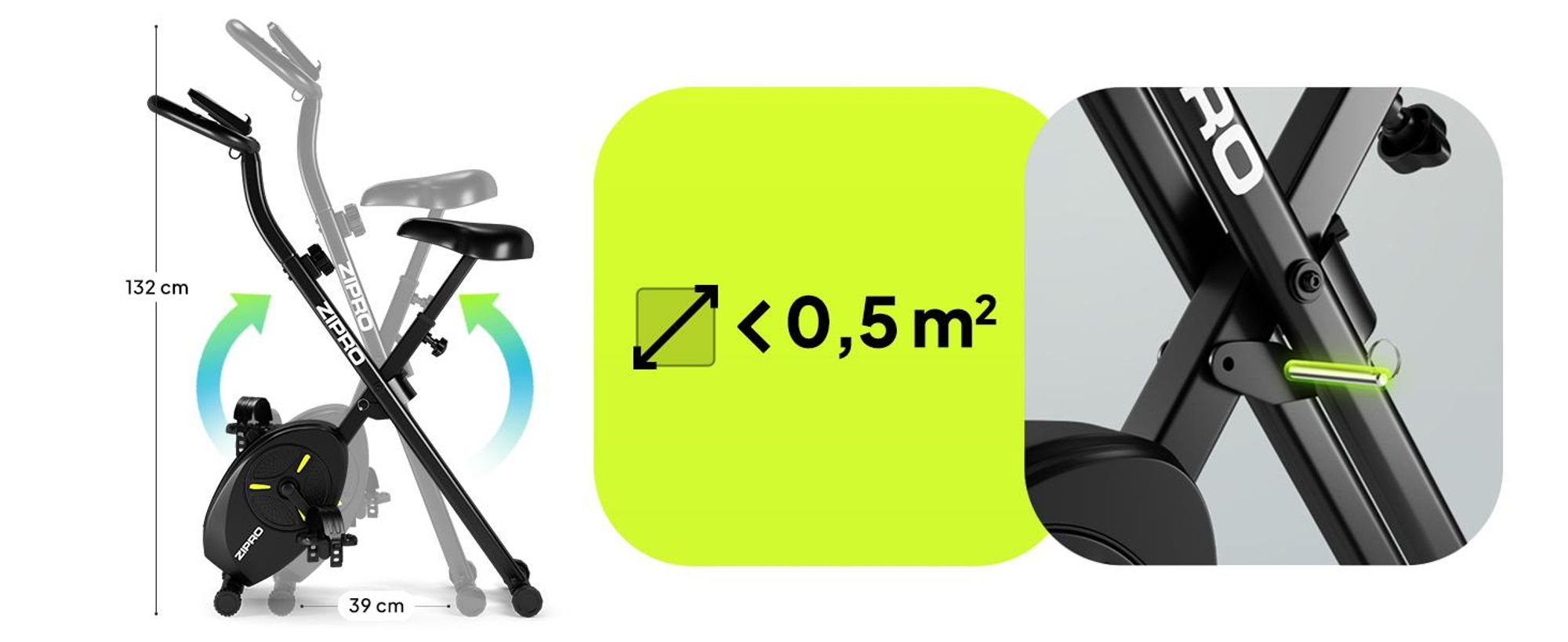 ZIPRO Heimtrainer Fahrrad Eclipse X Hometrainer klappbar platzsparend Magnetischer Ergometer Fitnessbike Cardio Fitnessgerät Puls leise Senioren 110kg