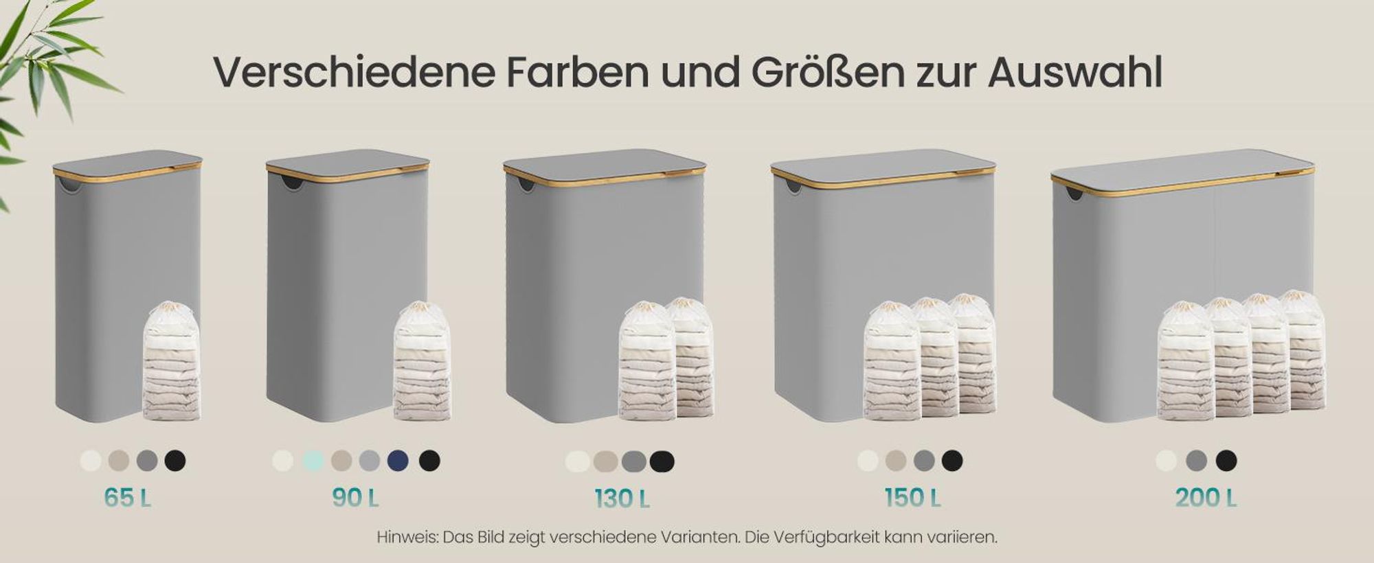 SONGMICS Wäschekorb mit Deckel, Wäschesammler mit 4 Fächern, 200 L, herausnehmbarer Wäschesack