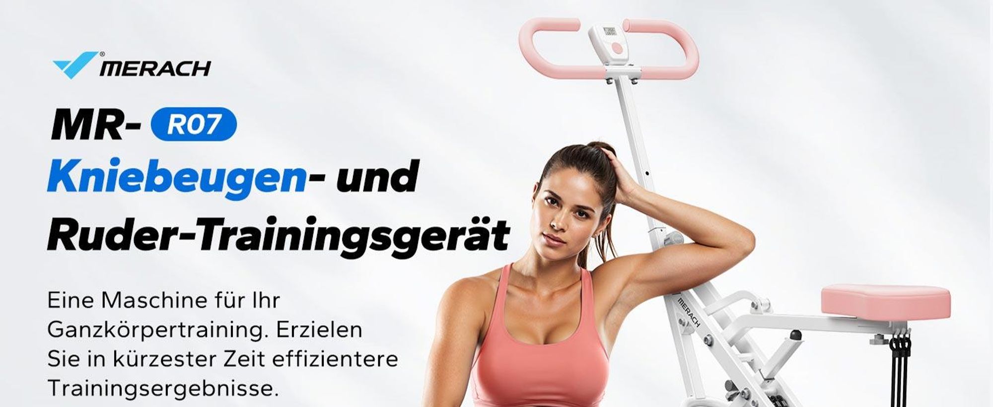 Multifunktionaler Ganzkörpertrainer – Bauch- & Rückentrainer mit 3 Widerstandsbändern, klappbar, LCD-Display, verstellbarer Sitz & Lenker, bis 158 kg