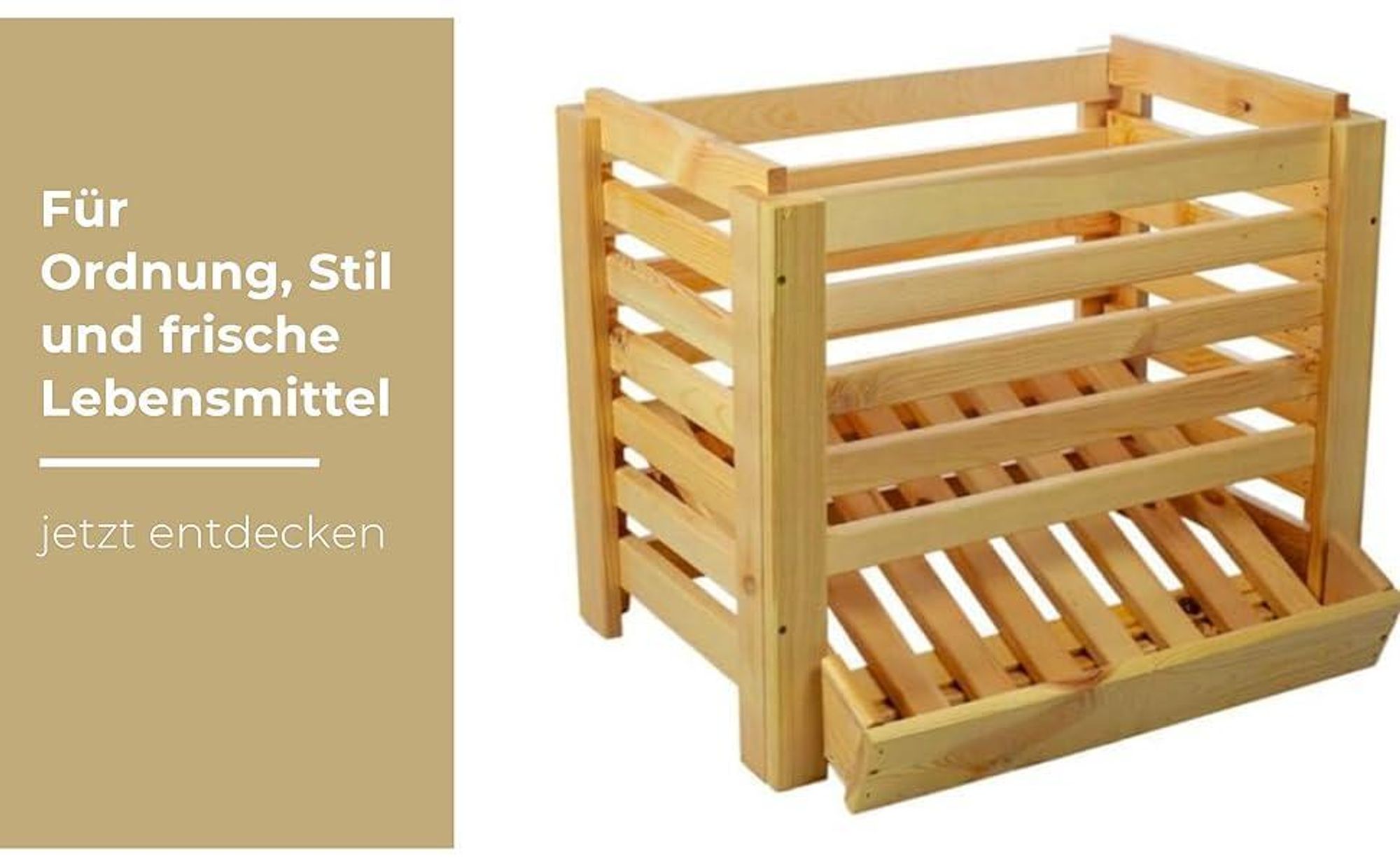STOLMAK Kartoffelkiste Holz 80x50x50 cm – Große Aufbewahrungsbox für Kartoffeln, Zwiebeln, Obst & Gemüse – Stapelbare Holzkiste – Kartoffelbox Holz