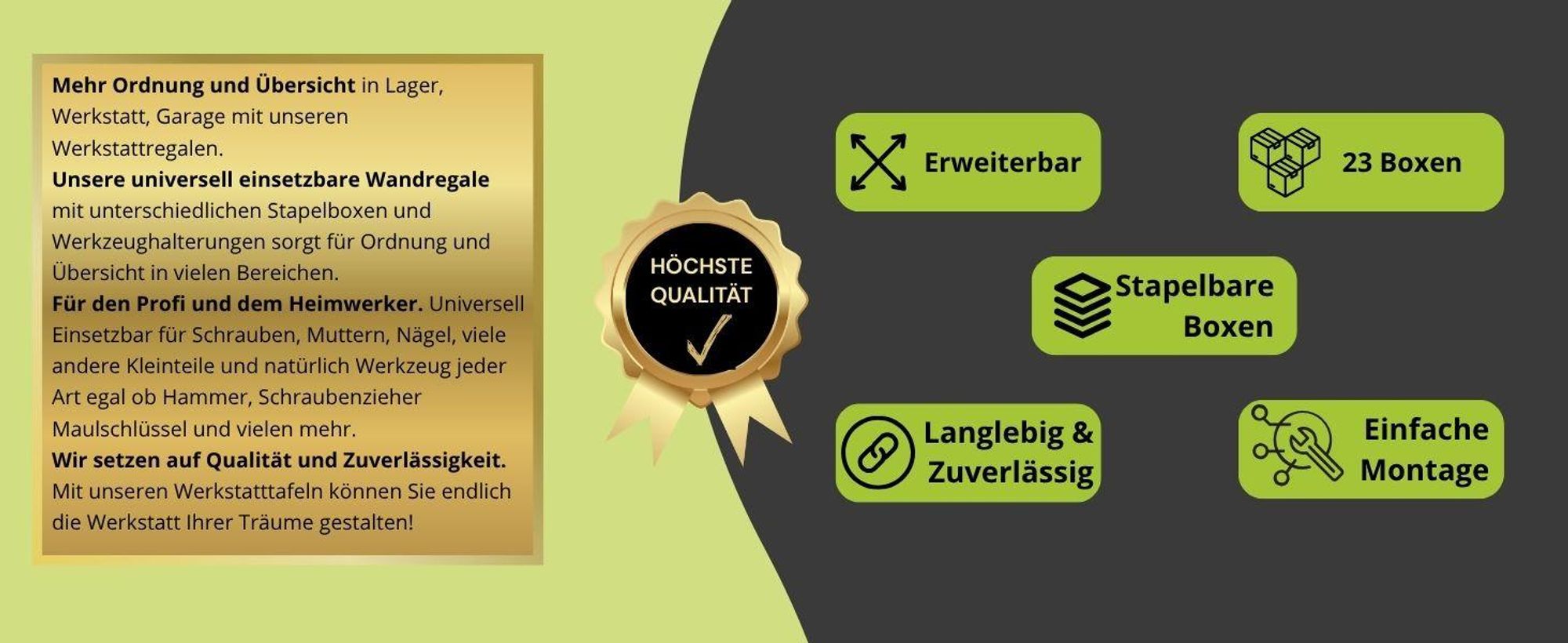 Werkzeugwand Wandregal mit 116x78cm Abmessungen Behälter 23 tlg.  Set im Schwarz/Rot Werkzeughalter Werkstattregal aus Kunststoff Lagersystem Schüttenregal Extra Starke Regal Erweiterbar Lagerregal