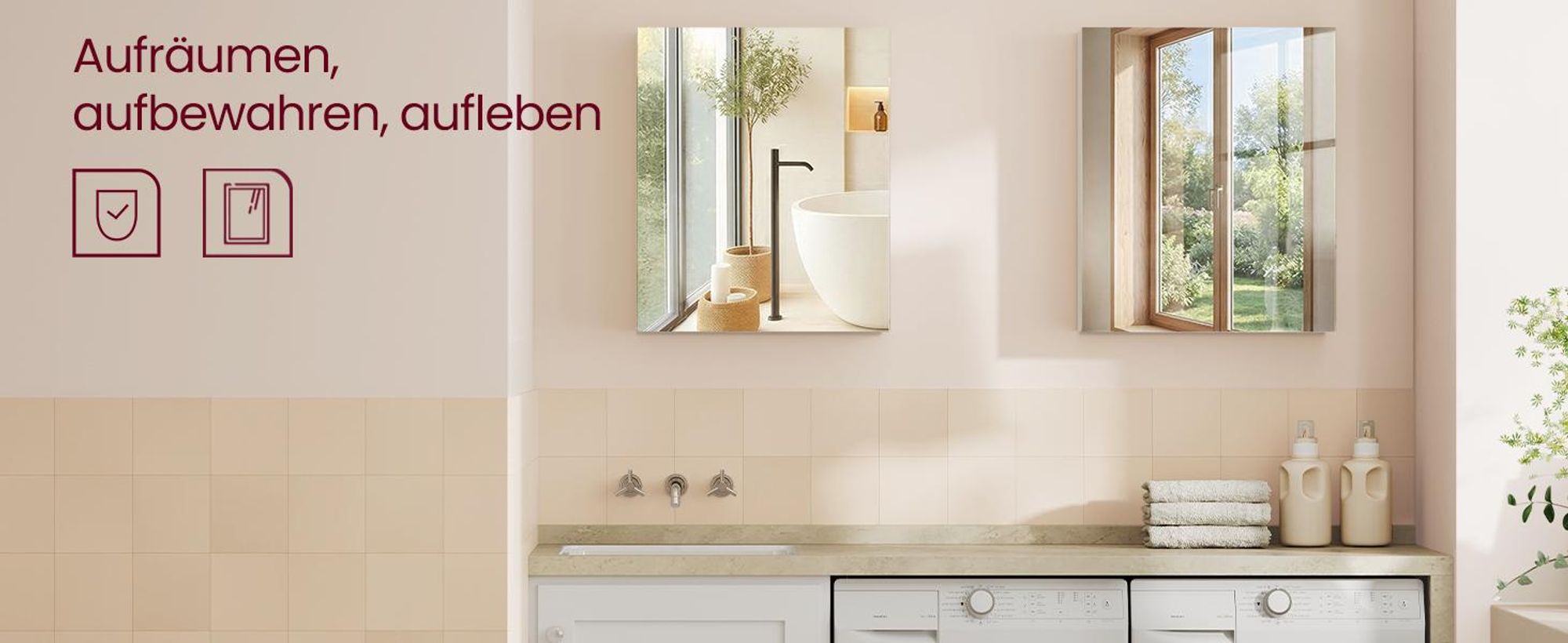 VASAGLE Hängeschrank mit Spiegel, Aufbewahrungsschrank mit verstellbaren Einlegeböden, modern, für Bad, 13 x 50 x 60 cm, weiß