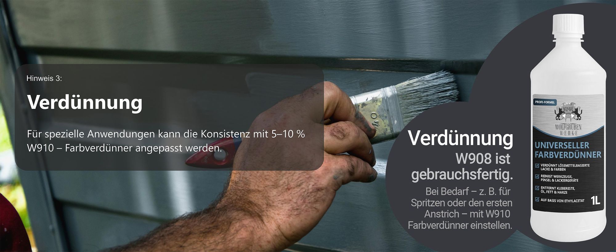 Verdünnung WO WE W908 gebrauchsfertig mit universellem Farbverdünner 1L