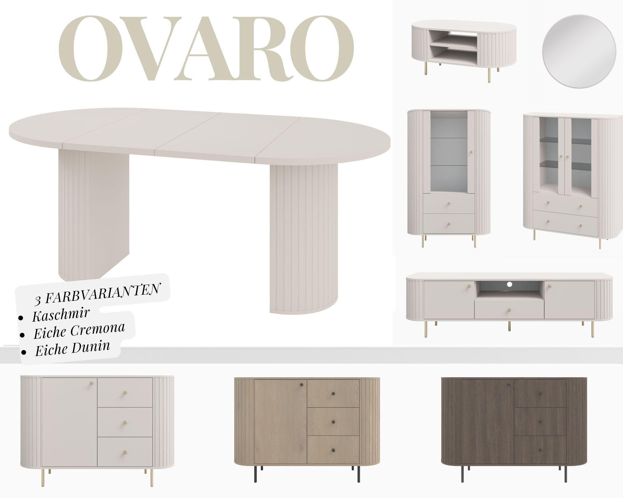 Schminktisch OVARO 123 cm mit Schublade und Ablage – Moderner Frisiertisch für Schlafzimmer und Ankleidezimmer – Eiche Dunin