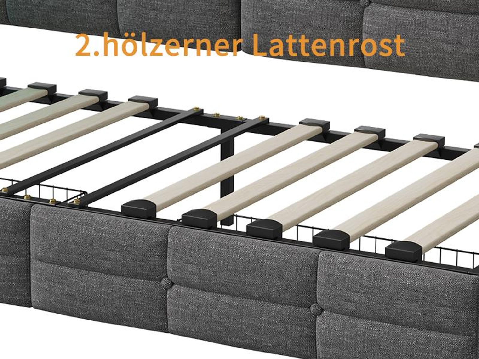 INONEFT Polsterbett Einzelbett 90×200cm,Tagesbett mit LED und USB/C,L-förmiges Holz-Plattformbett mit 2 Schubladen und Lattenrost,Leinen, Grau