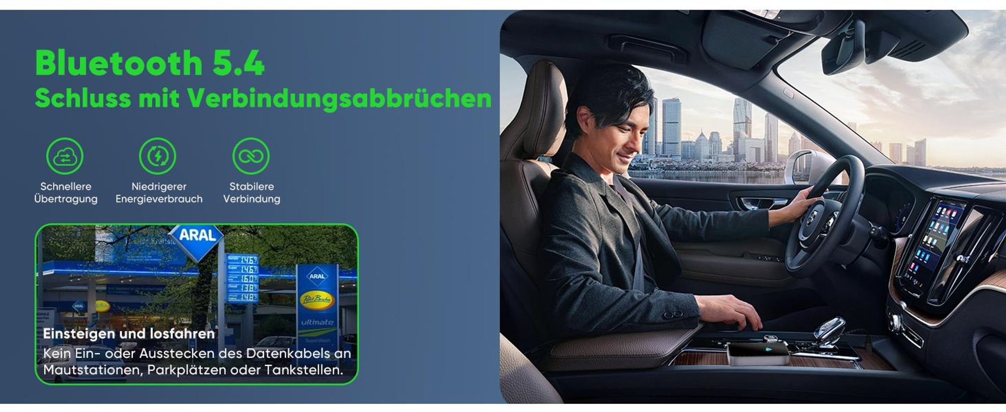 Salcar Wireless CarPlay Adapter für Android – Dualband 5.8 GHz, ohne Verzögerung