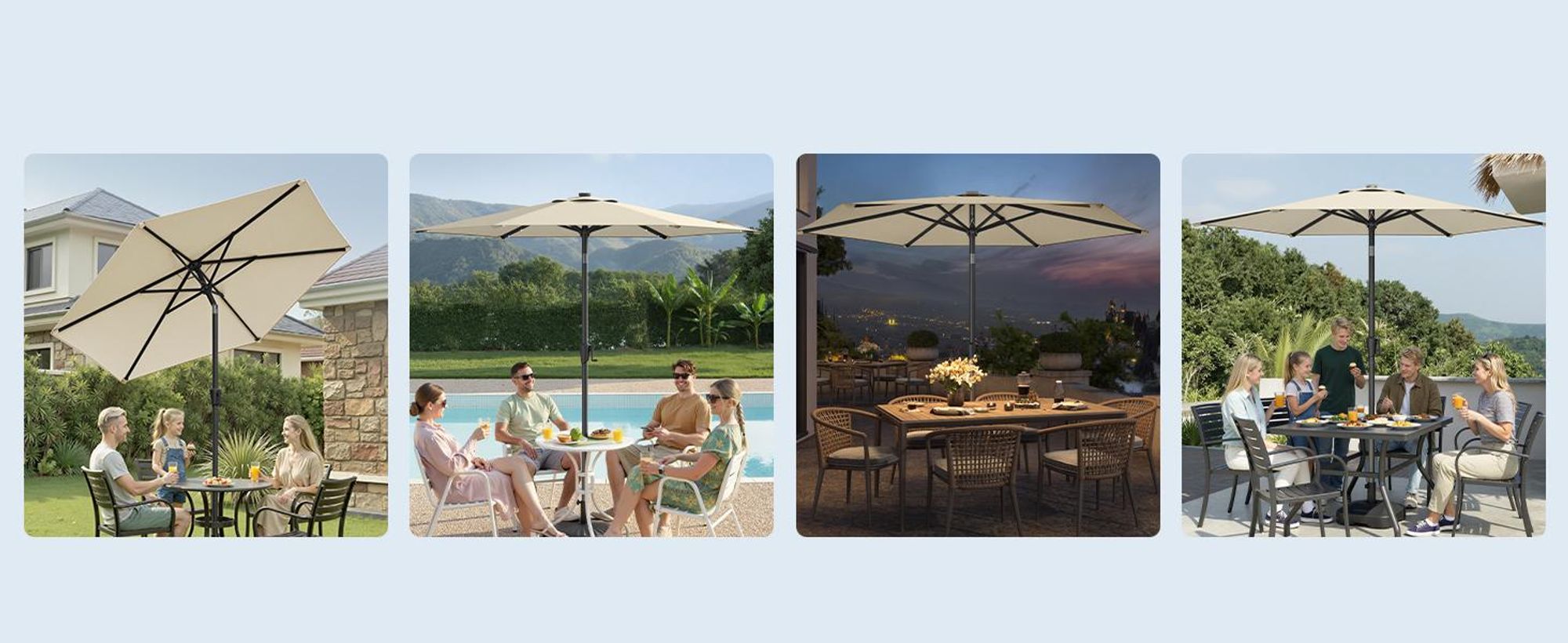 SONGMICS Sonnenschirm Ø270 cm UPF 50+ beidseitig um 30° knickbar