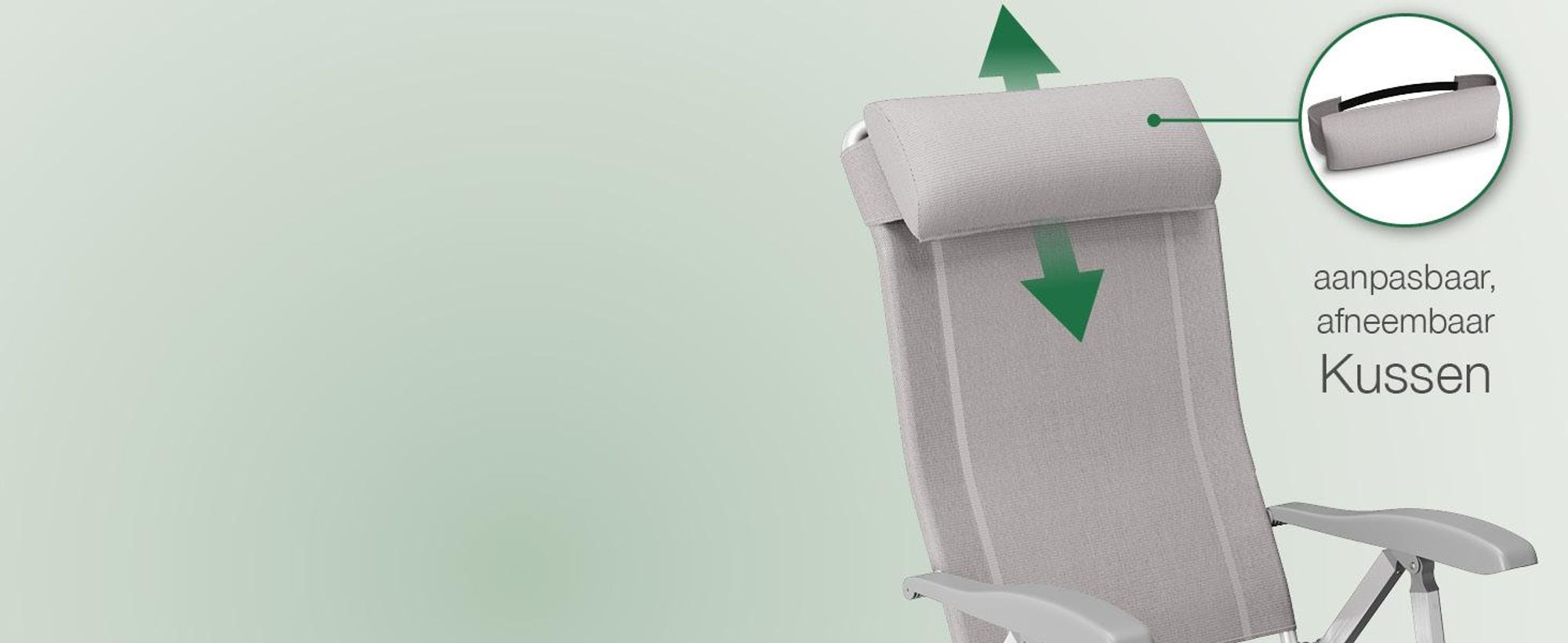 ELONEO Opvouwbare campingstoel met afneembare voetsteun, inklapbare stoel van aluminium, inklapbare tuinstoel, ligstoel met verstelbare rugleuning, campingstoel in taupekleur