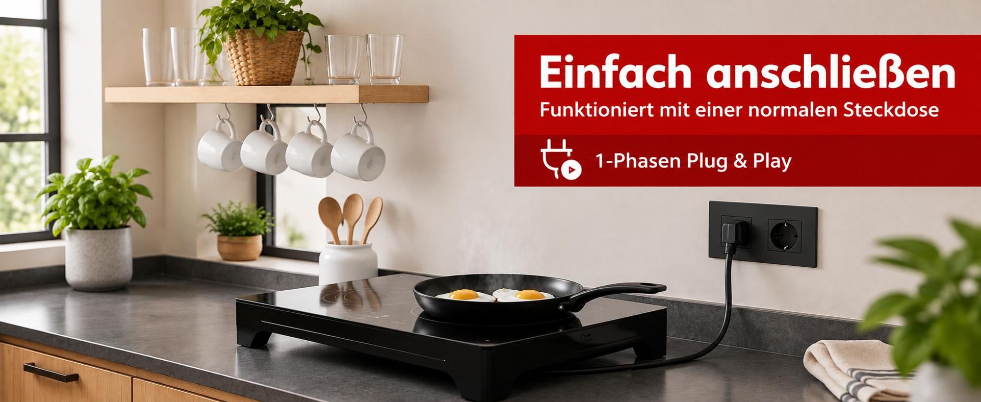 Tomado TIH6010B Freistehendes Induktionskochfeld - 4 Zonen - Plug & Play