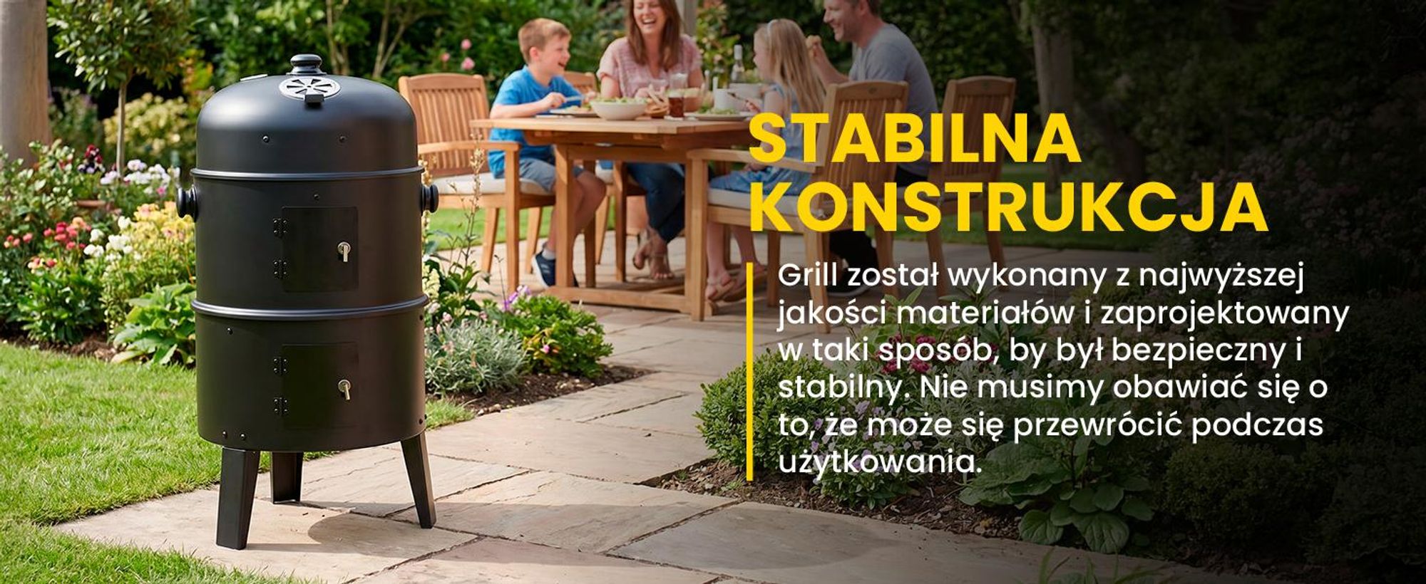 Wędzarnia grill ogrodowy palenisko w kolorze czarnym