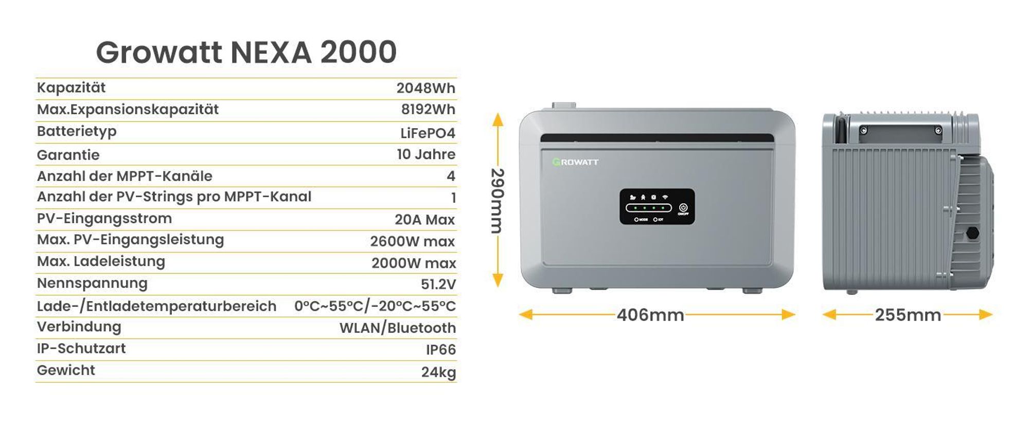 Akumulator słoneczny Growatt NEXA o pojemności 2000 Wh, Growatt NEXA 2000