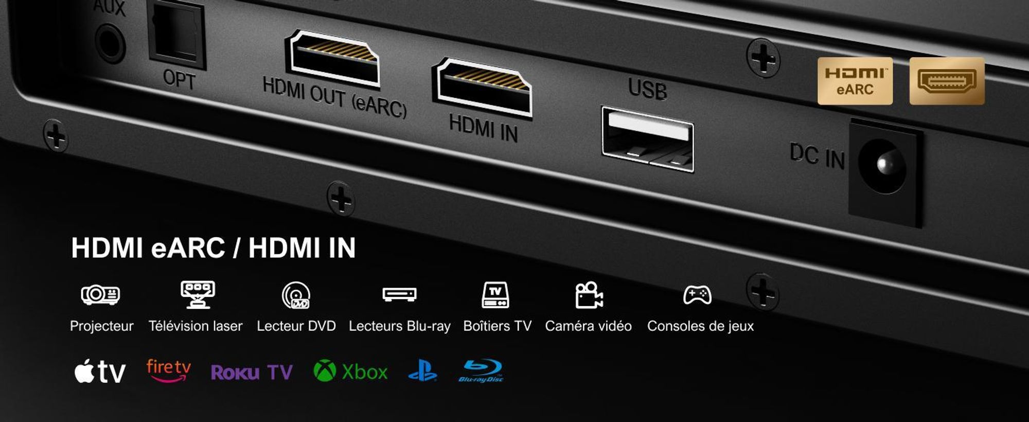 ULTIMEA Barre de son 5.1.2 canaux pour téléviseurs avec Dolby Atmos, Système de son surround home cinéma avec subwoofer pour un son cinéma, HDMI/Opt/Bluetooth
