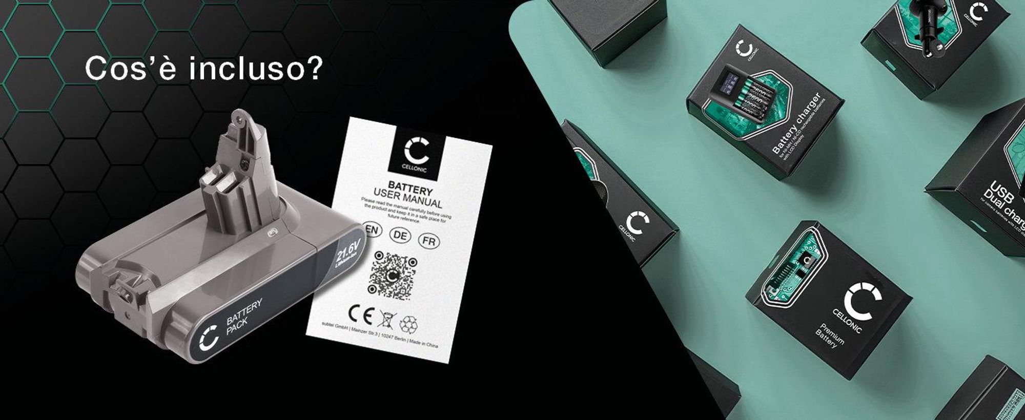CELLONIC 1x Batteria per Aspirapolvere Compatibile con Dyson V6, V6 Baby Child, V6 Baby plus Child, V6 – (2000mAh, 21.6V)