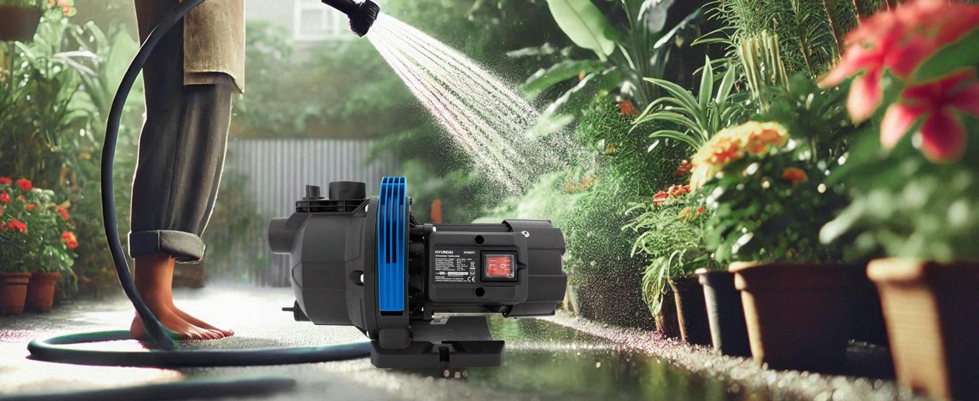 HYUNDAI Gartenpumpe GP80037 (800W, 3.600 l/h, Förderhöhe max. 40m, Ansaughöhe max. 7m)