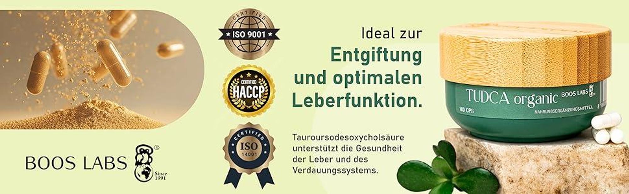 BOOS LABS das stärkste Tudca I Tauroursodeoxycholic Acid I 1500 mg pro Portion I 120 vegane Kapseln I 3Kps pro Tag I Tudca Kapseln Hochdosiert, Nahrungsergänzungsmittel für Leber - Beutel