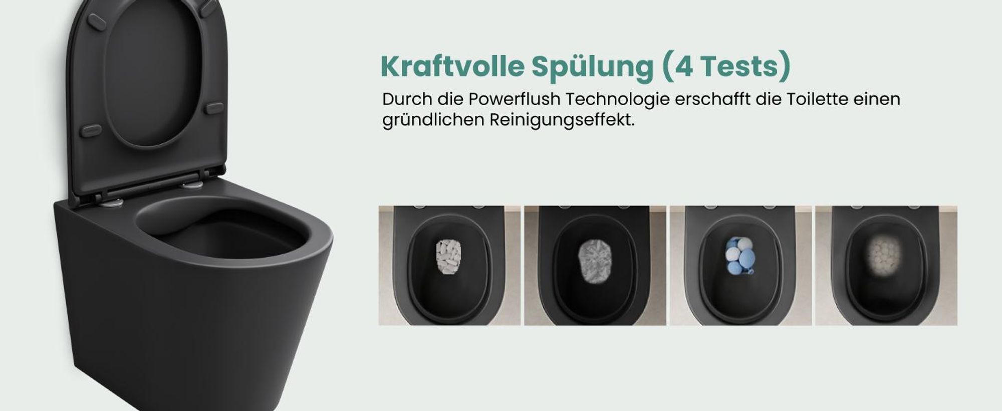 Mai & Mai Hänge WC Schwarz matt mit Softclose Sitz | Wand WC aus keramik spülrandloses WC BTH: 35x51x36cm Aachen108