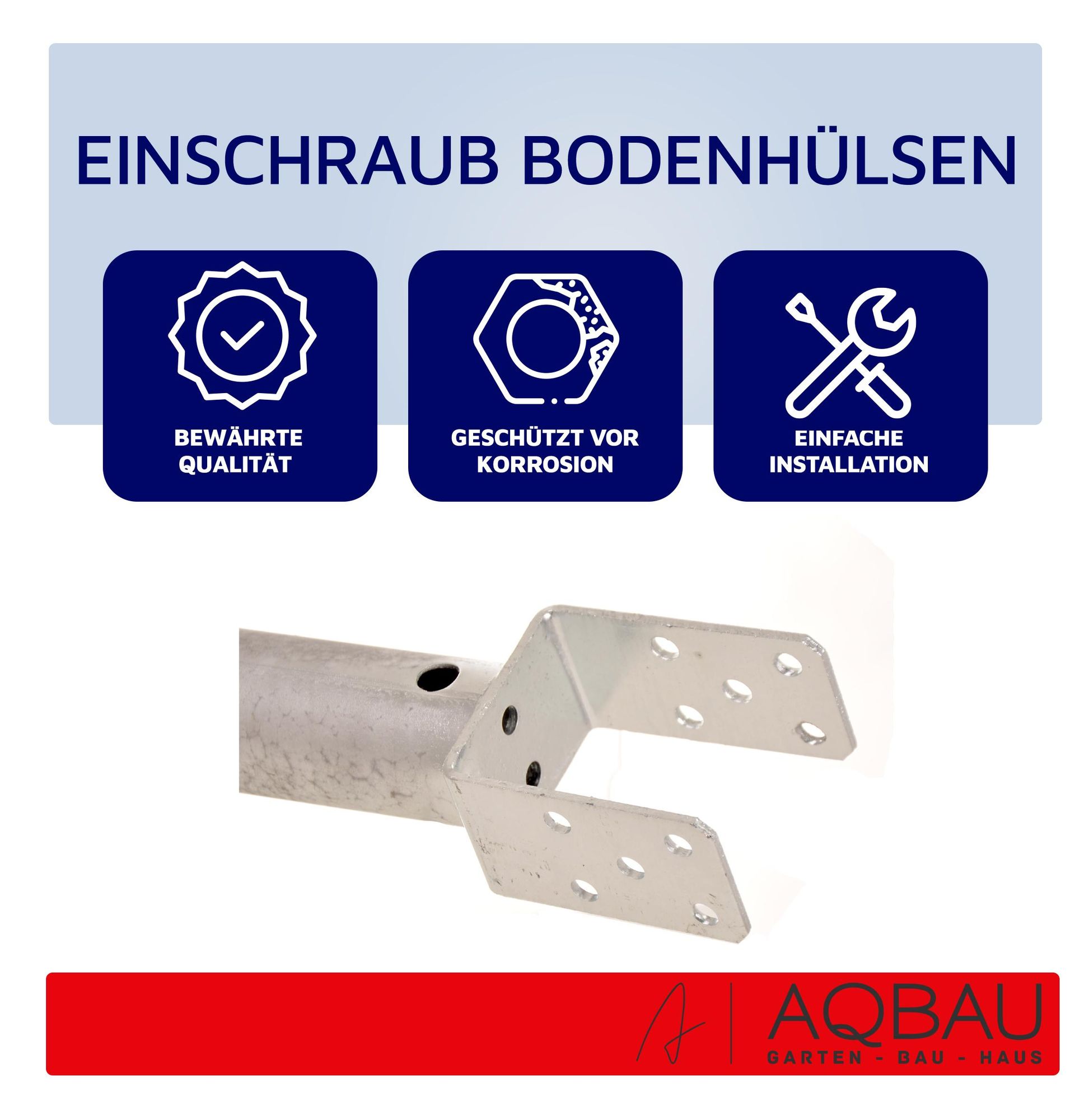 Aqbau® 4er Set U pfostenträger 90 mm zum einschrauben, Einschraubbodenhülse, Einschraubhülse, Bodenhülsen zum eindrehen, Einschraub-bodenhülse