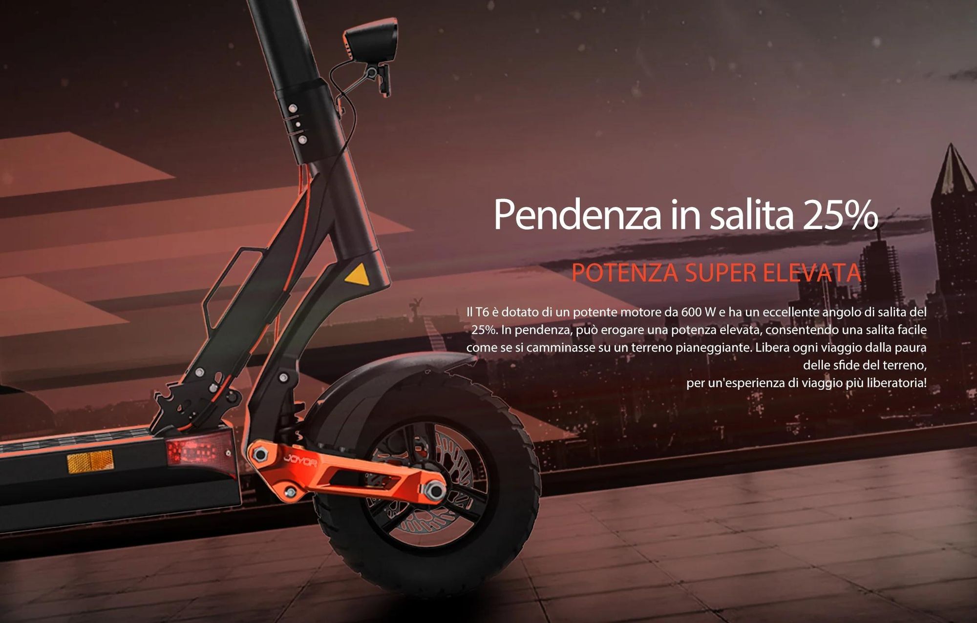 JOYOR T6 Pieghevole Monopattino Elettrico - 600W Motor 48V18AH Batteria Pneumatici da 10 Pollici Freni a Disco - Nero