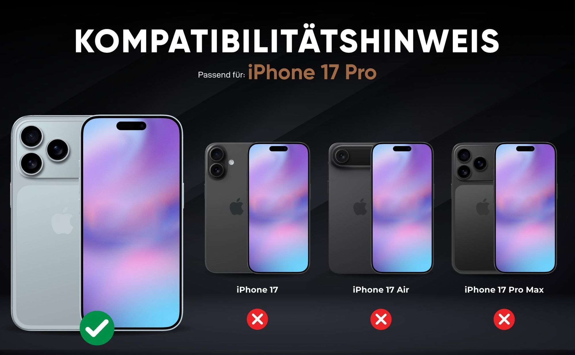 Kompatibilitätshinweise Hülle für Apple iPhone 17 Pro