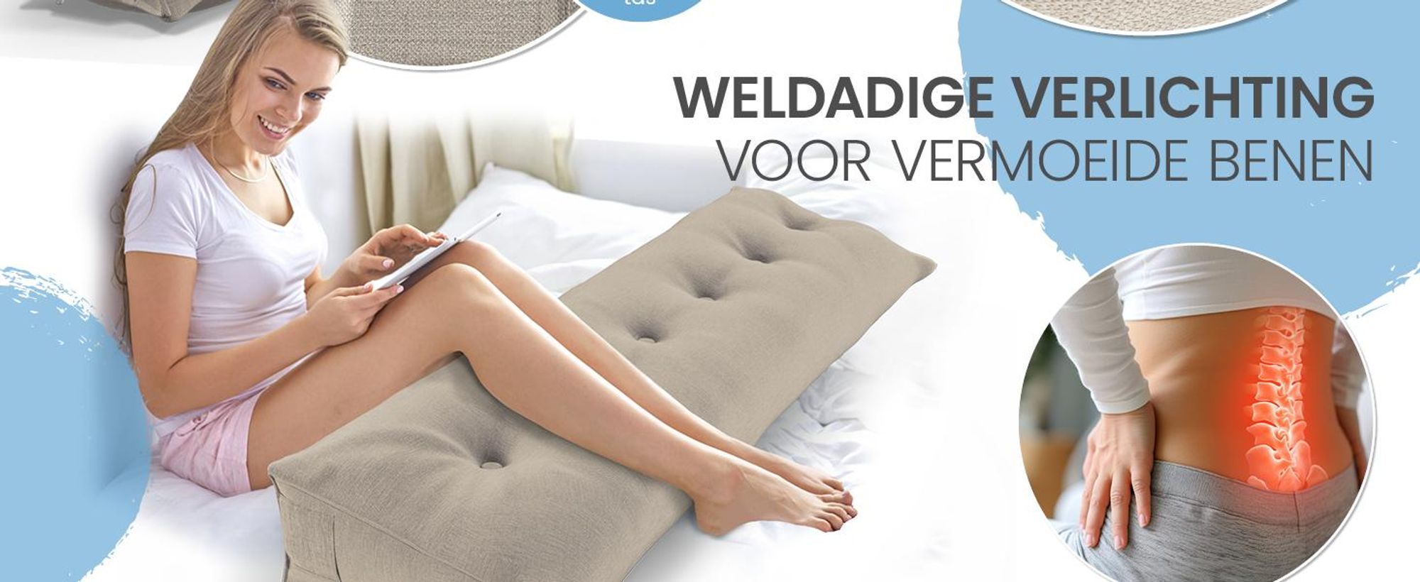 ELONEO rugkussen, 160 cm breed, geschikt als keilkussen voor bed en bank, driehoekig leeskussen, kussen met afneembare en wasbare hoes
