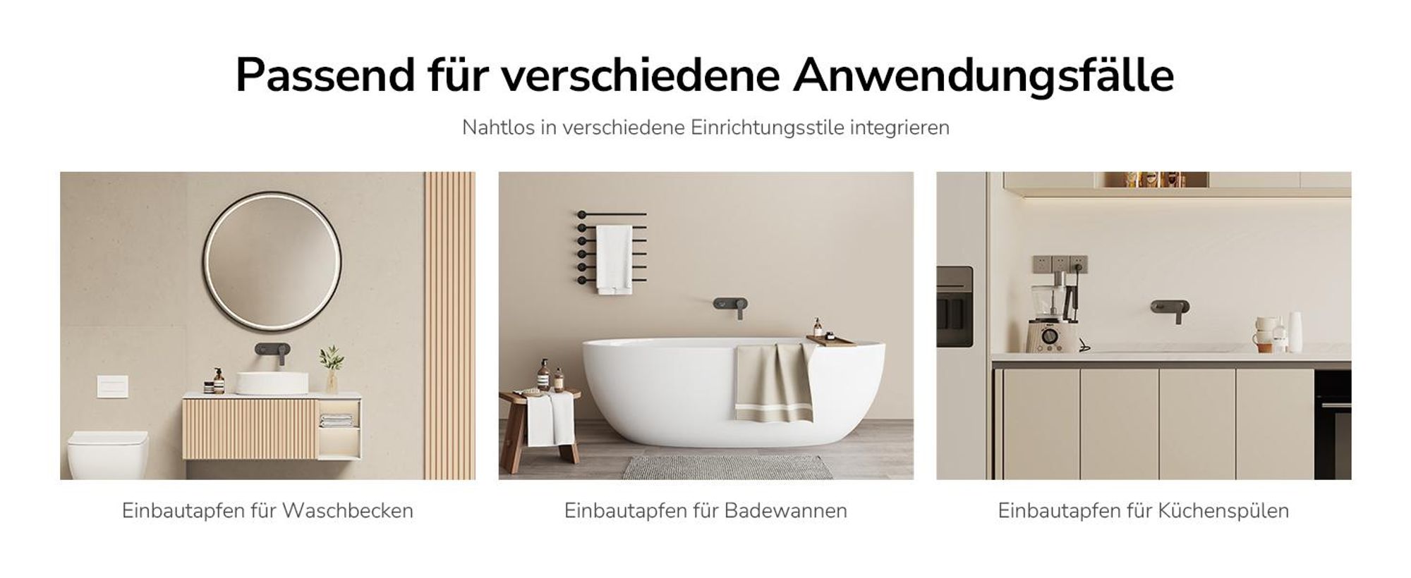 EMKE Wasserhahn Badarmatur 288x210x70mm Einhebel Mischbatterie, Warm und Kalt Waschbecken Armatur, Wandmontiert Waschtischarmatur - Anthrazit Matt
