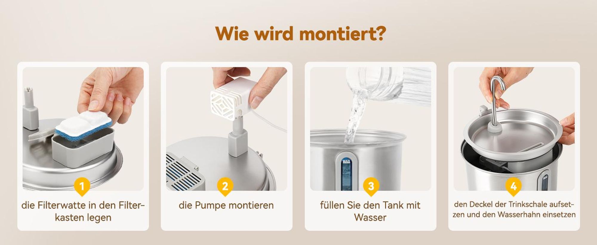 Oneisall – Katzenbrunnen Edelstahl, 2L, Trinkbrunnen für Katzen