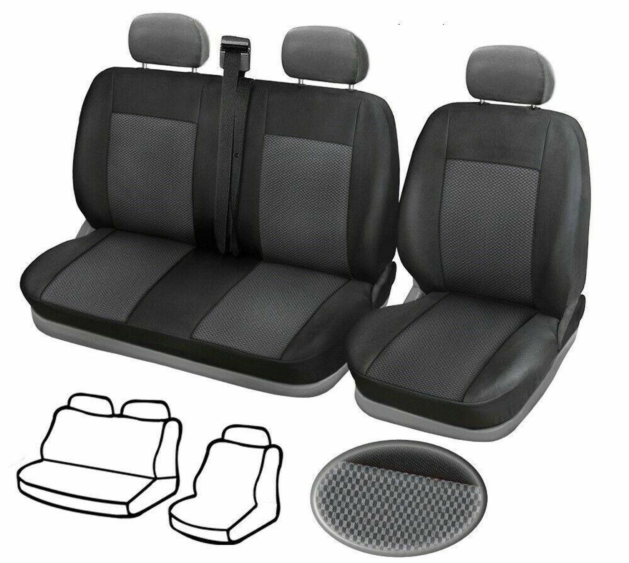 Bus Sitzbezüge 2+1 Für VW Transporter T5 03-15 Schonbezüge Polyester Stoff