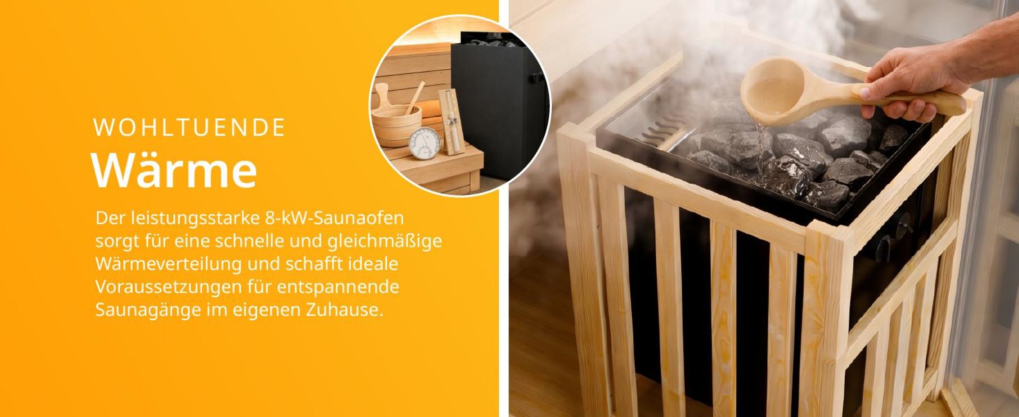 ARTSAUNA® Traditionelle Sauna Vantaa 175 - schwarz, Salzsteine, Hemlock Holz, 8 kW Saunaofen, Indoor Sauna 4 Personen, Komplett-Set