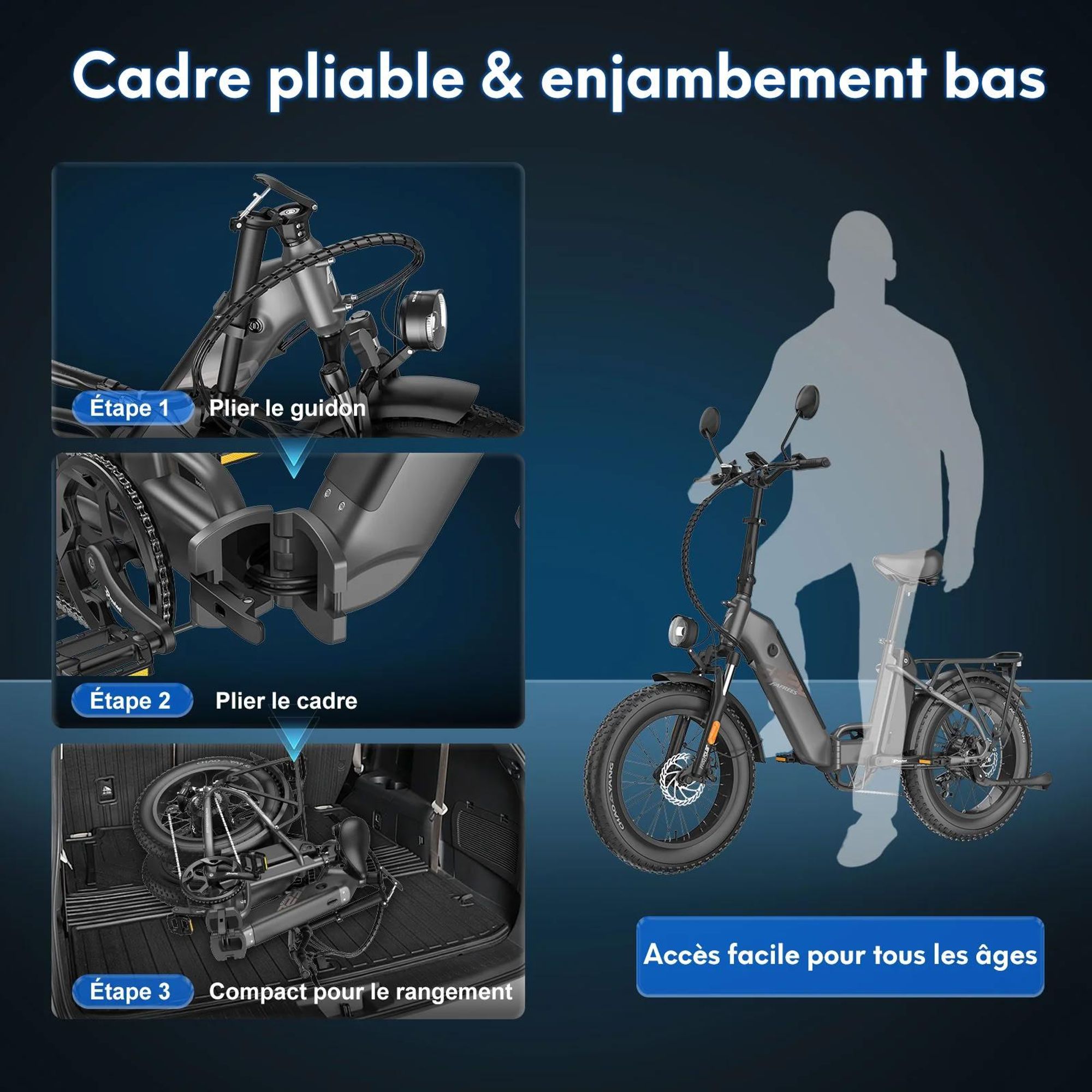 Vélo Électrique FAFREES FF20 Polar - Batterie 48V24Ah Pneus De 20 Pouces Frein à Disque Mécanique - Bleu