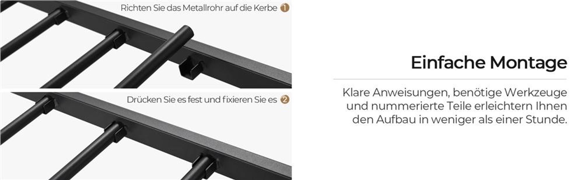 Yaheetech Metallbett Bettgestell 90 x 200 cm, Bettrahmen mit Wolkenmuster Kopfteil, Schwarz