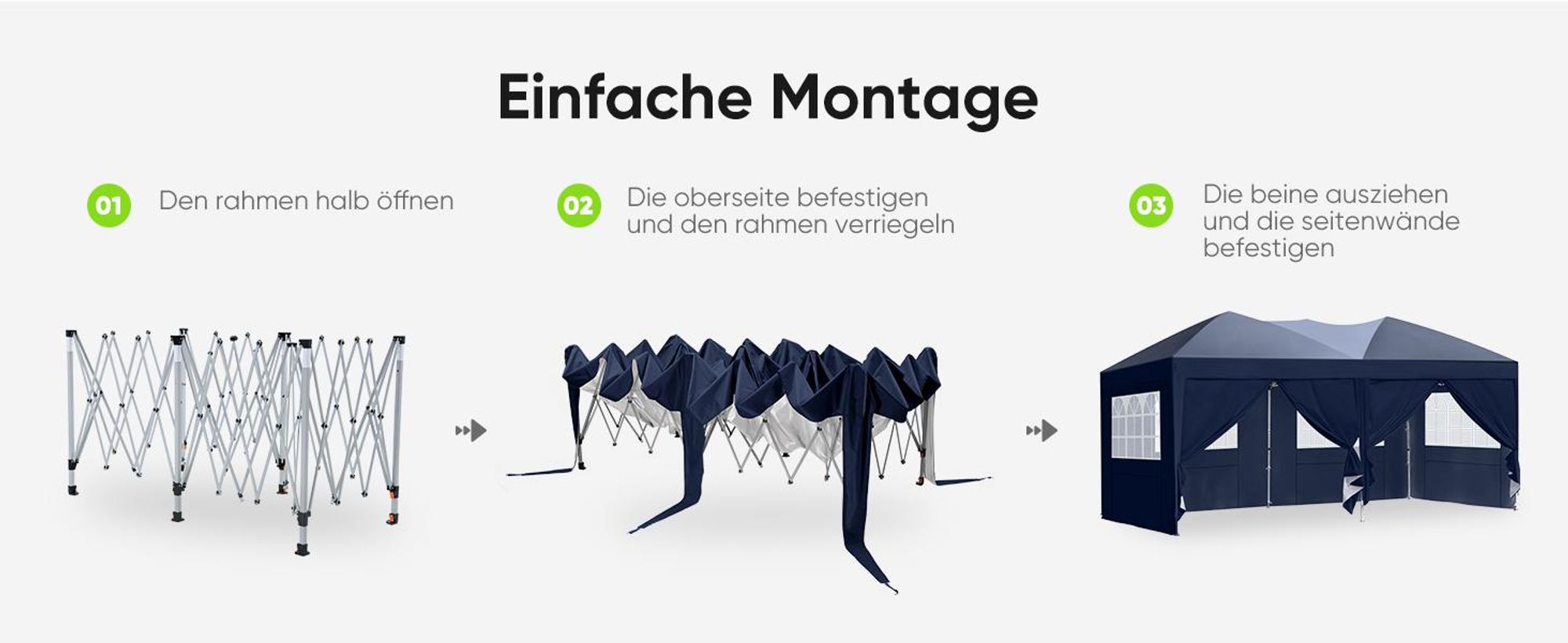 Quictent Faltpavillon 3x6m mit 6 Seitenwänden, Pop up Gartenpavillon mit Rollentasche, Pavillon Partyzelt 3x6 wasserdicht stabil,für Party,UV 50+,Blau