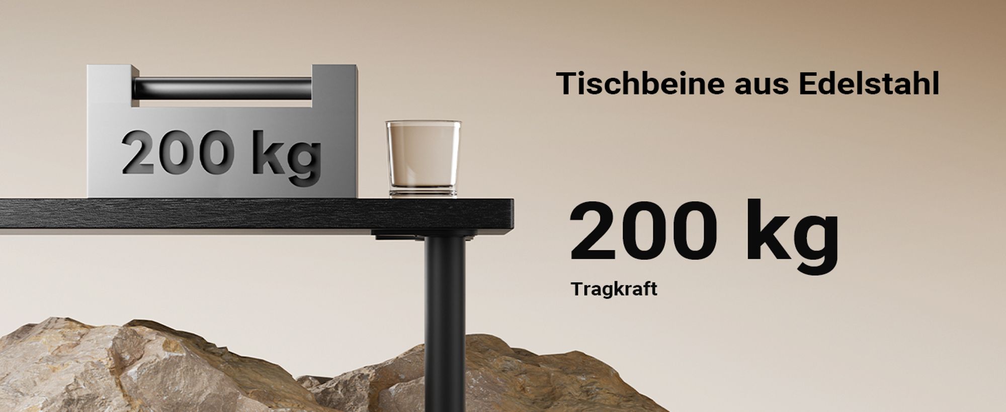Wiltec Edelstahl Tischbein Set, schwarz, 4 Möbelfüße Ø 60 mm und mit verstellbarer Länge 870-900 mm, bis 200 kg Tragkraft