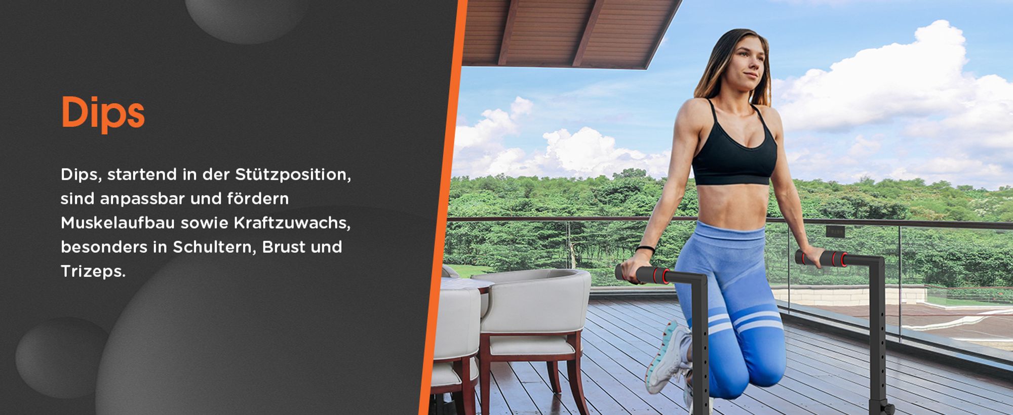 DH FitLife Dip Barren Dipständer 9-fach verstellbar (100-130cm) - Kraftstation für Zuhause, Calisthenics & Krafttraining Parallettes