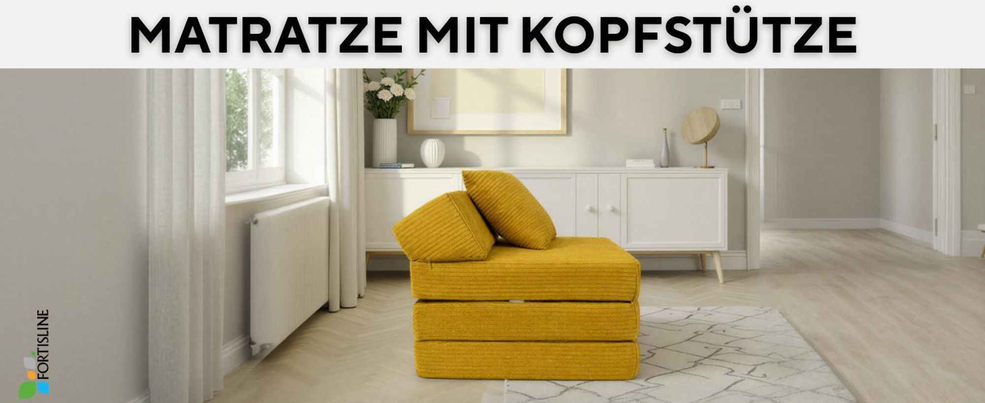 Klappmatratze mit Kopfteil aus Cord Klappbar, Bezug waschbar, mit Kissen Hellgrün