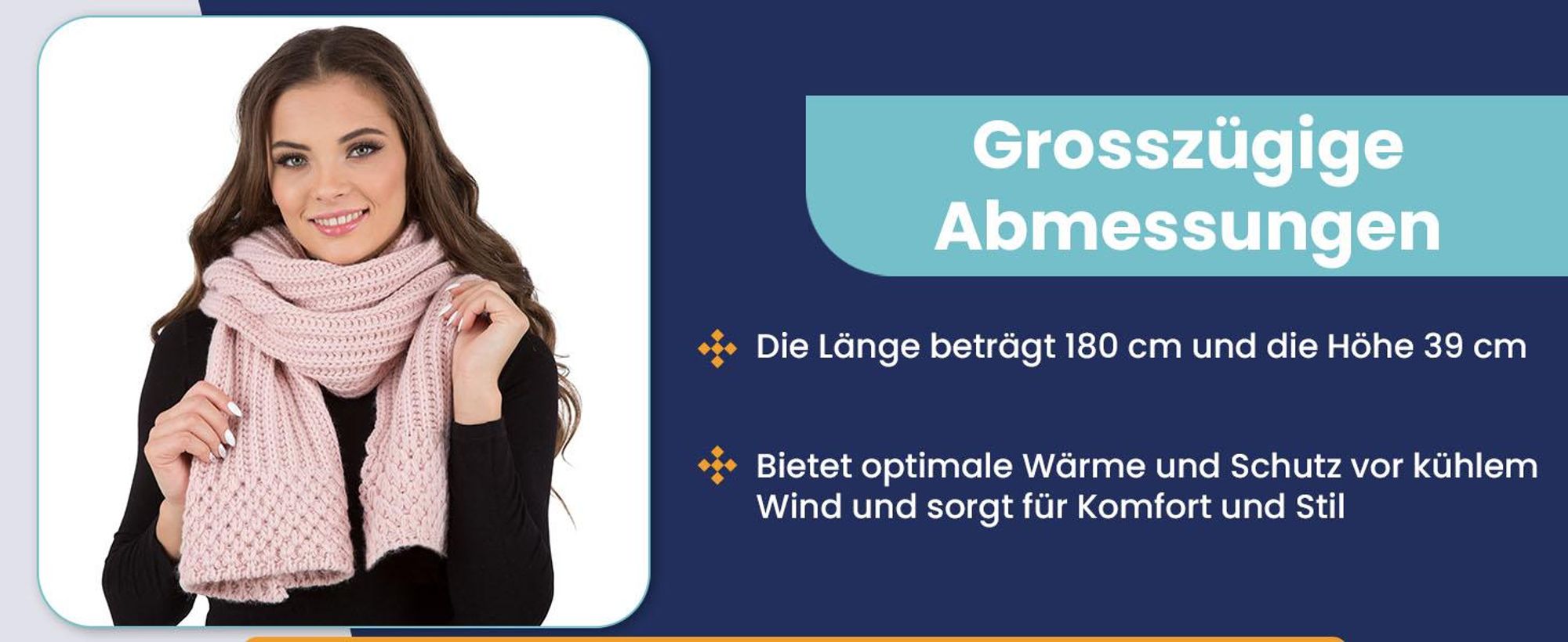 Vivisence Winterschal Damen einheitsgröße - Aus warme Garn Halsbedeckung an winter und herbst Klassisch schal frauen Strickschal kuschelig - Schwarz