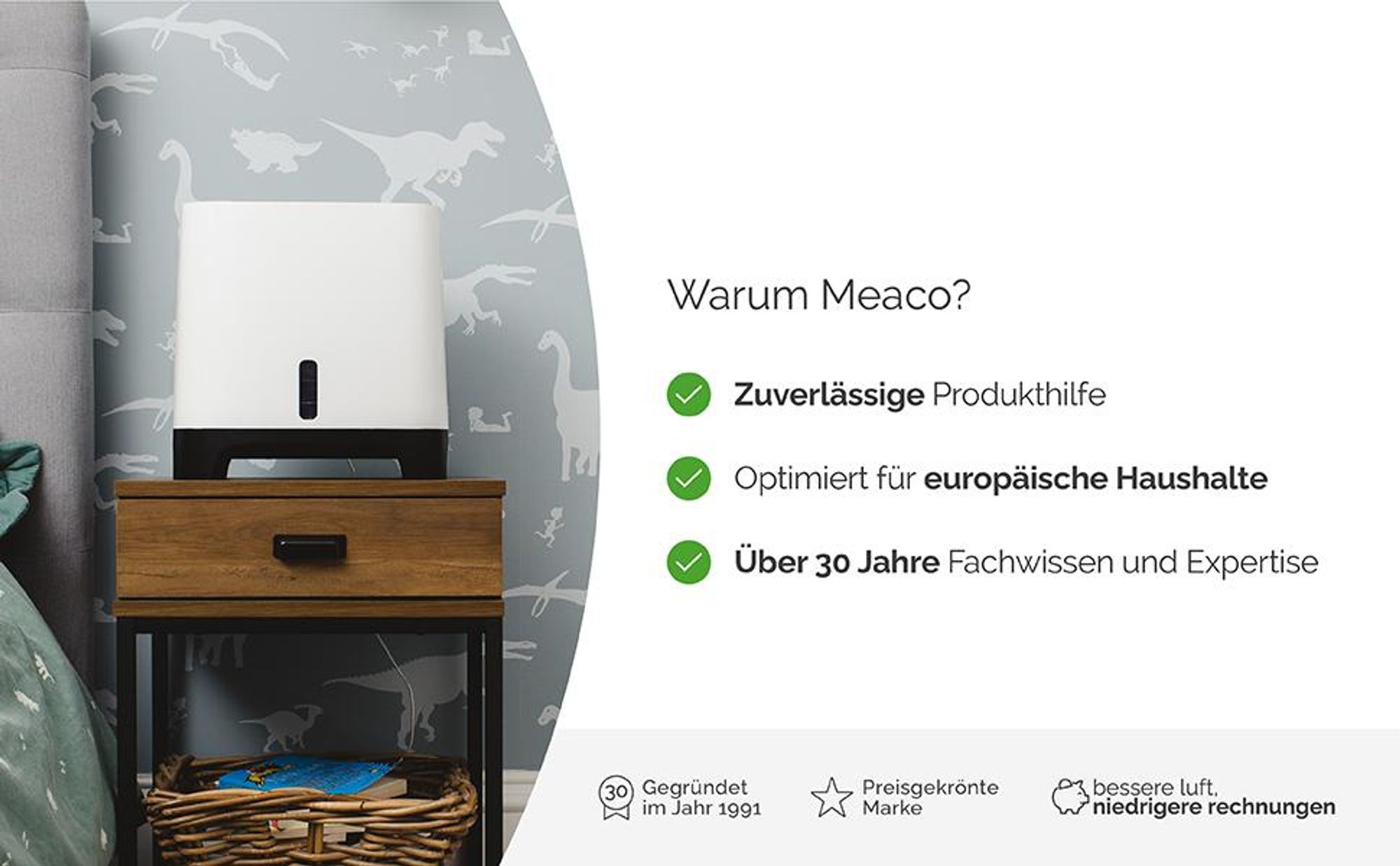 Luftbefeuchter Meaco Armin® 680 für 89 m² Räume, Verdunstung 680 ml/h, Tank 4,7 l, antibakteriell, kalkfrei, mit Nacht- & Turbomodus