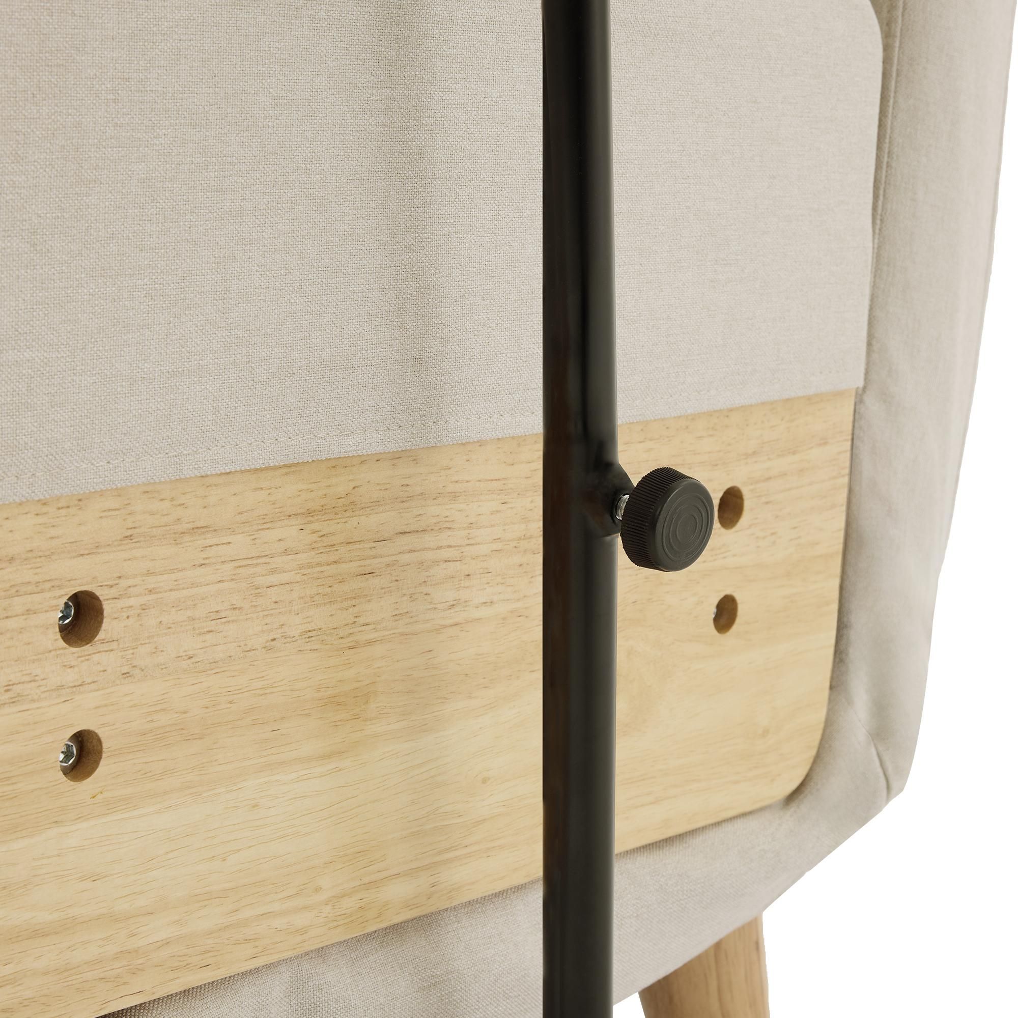 Merax Sessel, 3-in-1 Umbausessel mit Schlaffunktion, 6-fach verstellbar, Holztablett, Lordosenstütze & Kissen, Leinen, Beige
